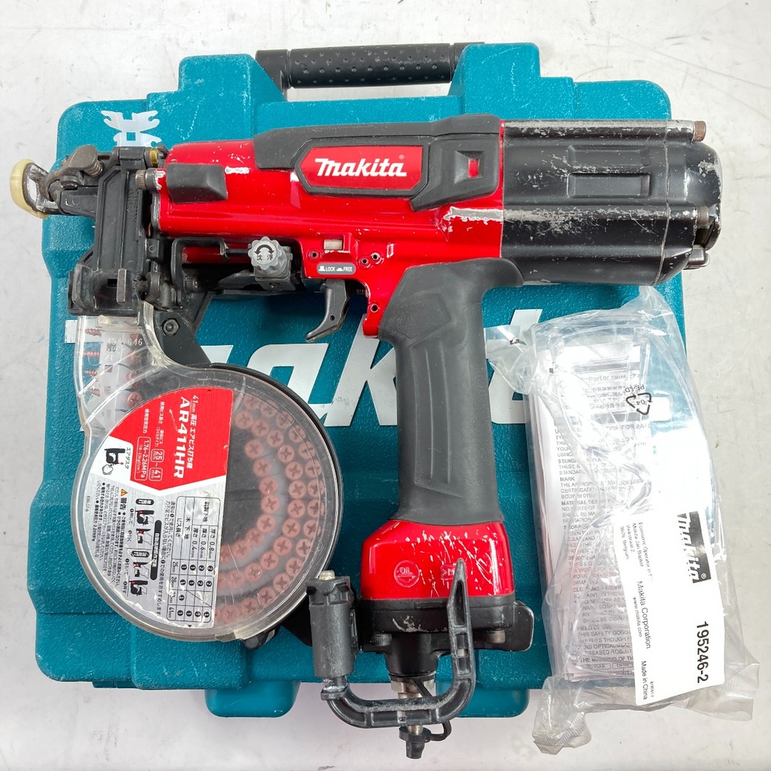 MAKITA マキタ 25~41mm 高圧エアビス打ち機 ケース付 AR411HR レッド MAKITA マキタ 25~41mm 高圧エアビス打ち機 ケース付 AR411HR レッド