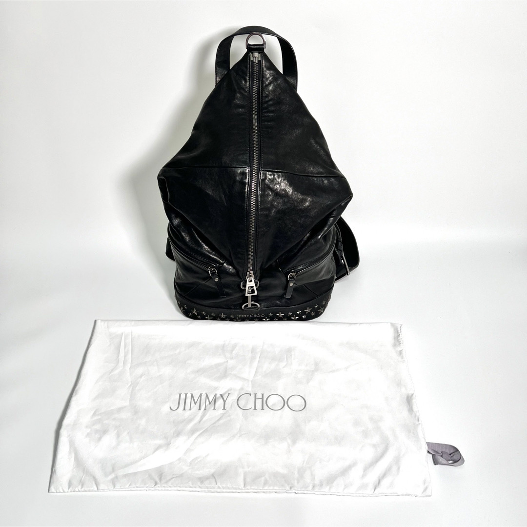 ジミーチュウ リュック スタッズ ほろにが レザー ブラック JIMMY CHOO ジミーチュウ リュック スタッズ ほろにが レザー ブラック JIMMY CHOO