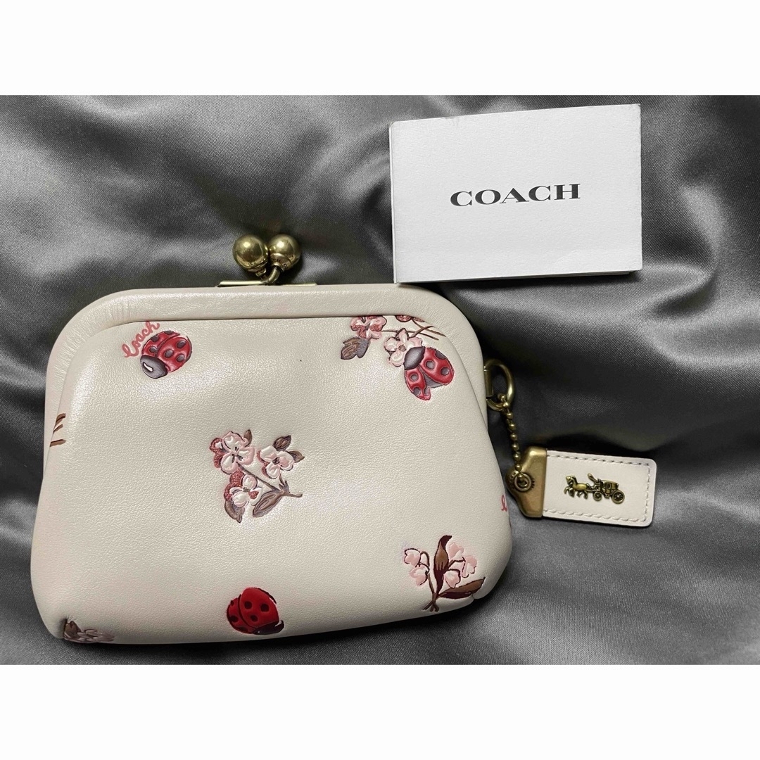 希少✨コーチ がま口❣️てんとう虫 花柄 フローラル レザー|ポーチ 希少✨コーチ がま口❣️てんとう虫 花柄 フローラル レザー|ポーチ