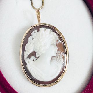 K14 シェルカメオ 2Way ペンダント トップ ブローチ QVC GSTVの K14 シェルカメオ 2Way ペンダント トップ ブローチ QVC GSTVの