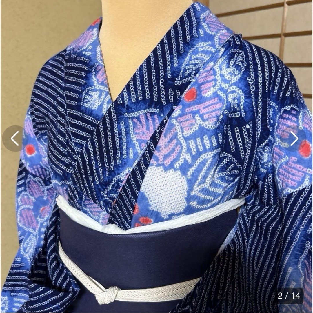 未使用近い 美品 浴衣 有松鳴海絞り 有松絞り 身丈148 裄65.5 未使用近い 美品 浴衣 有松鳴海絞り 有松絞り 身丈148 裄65.5