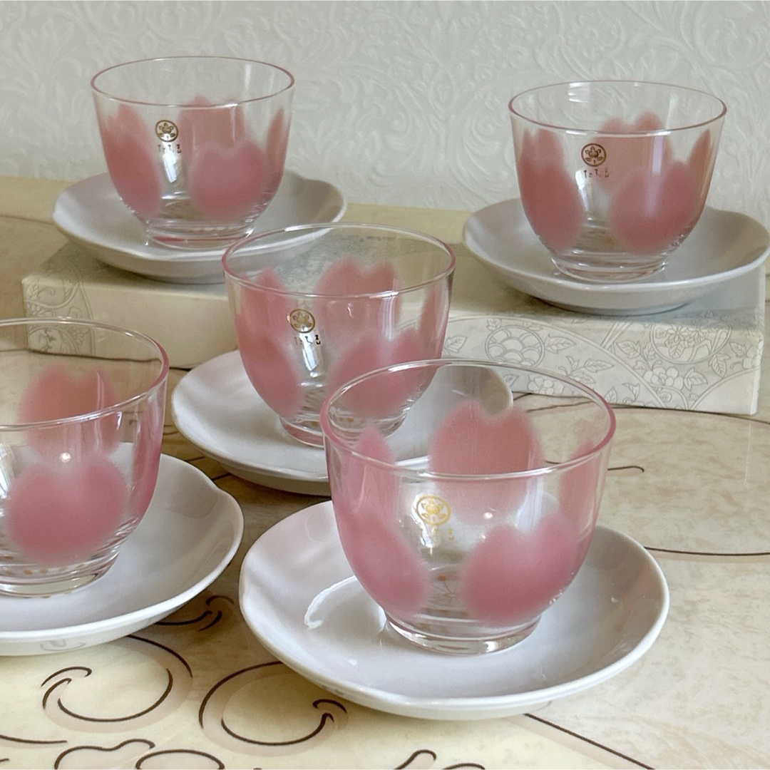 たち吉 - たち吉 冷茶グラス ソーサー ピンク ガラス 茶器セット たち吉 - たち吉 冷茶グラス ソーサー ピンク ガラス 茶器セット
