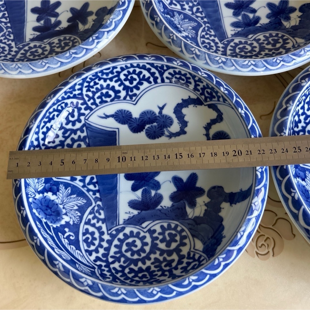 有田焼 - 有田焼 清右衛門窯 染付蛸唐草 大皿揃 5枚セット 盛皿 有田焼 - 有田焼 清右衛門窯 染付蛸唐草 大皿揃 5枚セット 盛皿