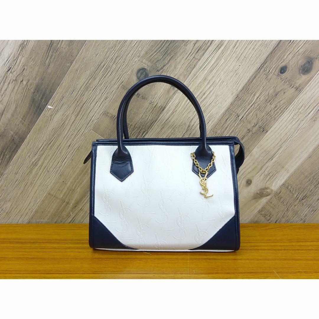 Yves Saint Laurent - 奈142/ YSL イヴサンローラン バイカラー レザー ハンドバッグ