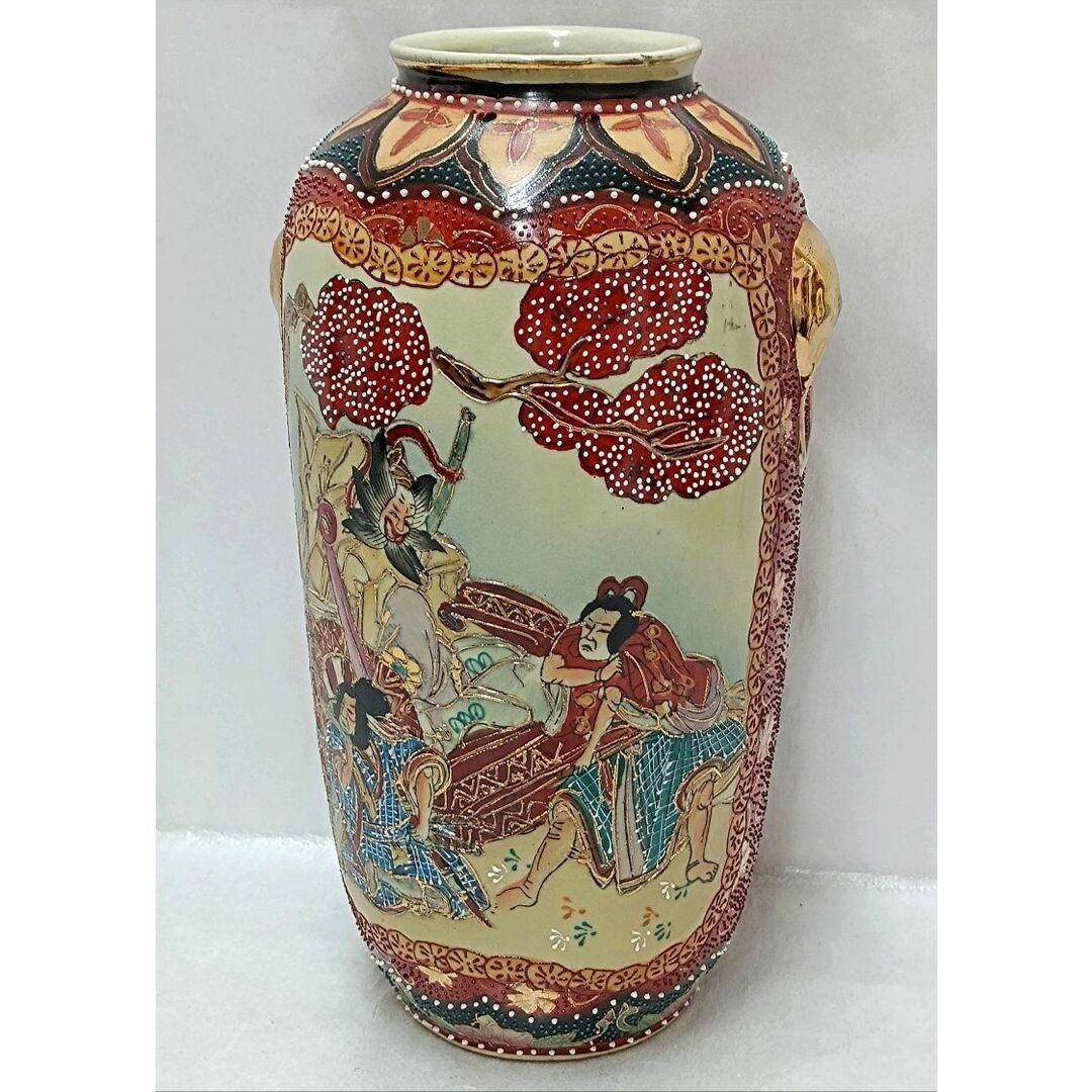 希少 中国古玩 景徳鎮製 陶器製 金彩赤色絵粒状模様花瓶/飾り壺 希少 中国古玩 景徳鎮製 陶器製 金彩赤色絵粒状模様花瓶/飾り壺