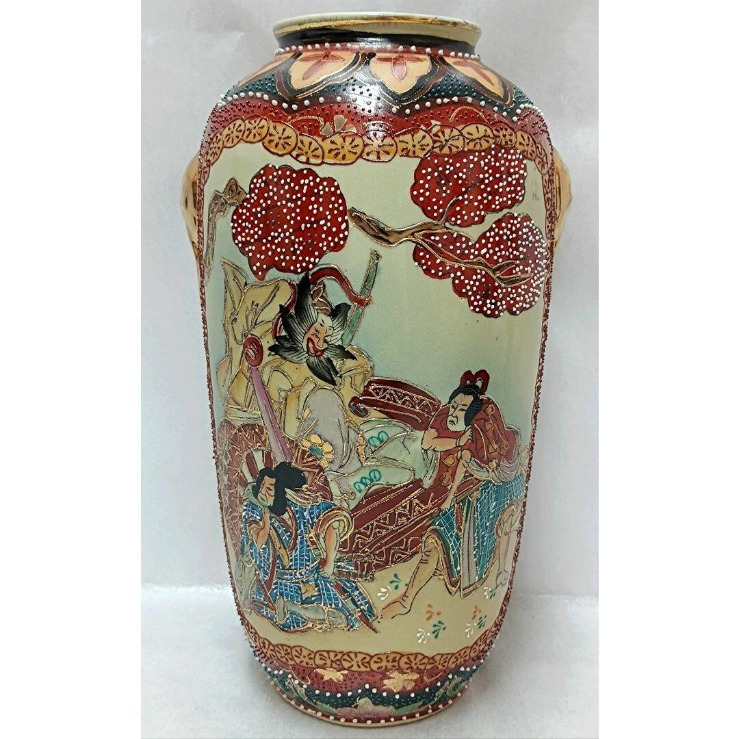 希少 中国古玩 景徳鎮製 陶器製 金彩赤色絵粒状模様花瓶/飾り壺 希少 中国古玩 景徳鎮製 陶器製 金彩赤色絵粒状模様花瓶/飾り壺