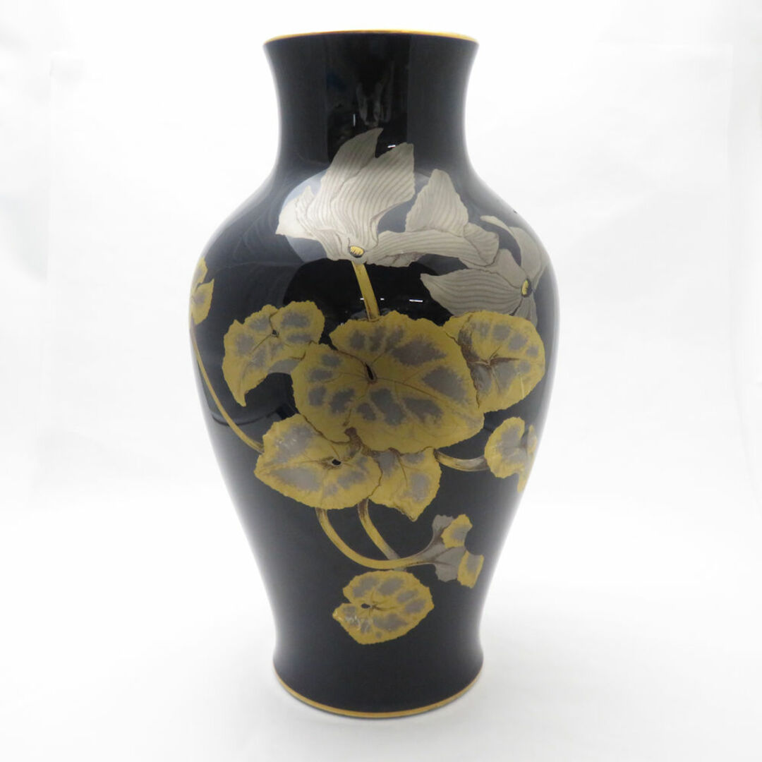 美品 OKURA 大倉陶園 瑠璃金彩花文様 花瓶 1点 フラワーベース 美品 OKURA 大倉陶園 瑠璃金彩花文様 花瓶 1点 フラワーベース