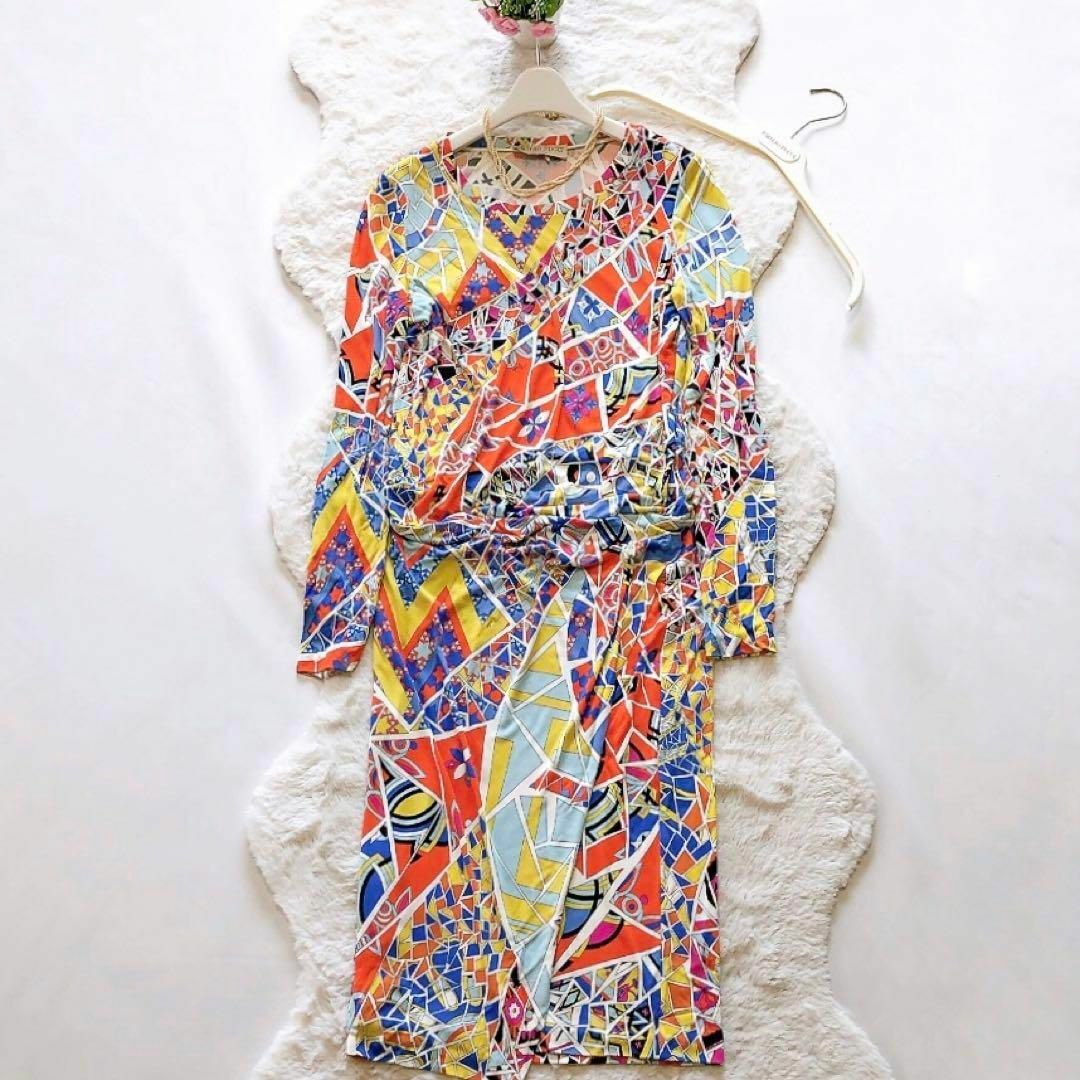 EMILIOPUCCI*エミリオプッチ 総柄ワンピース ロング 大きいサイズ42 EMILIOPUCCI*エミリオプッチ 総柄ワンピース ロング 大きいサイズ42