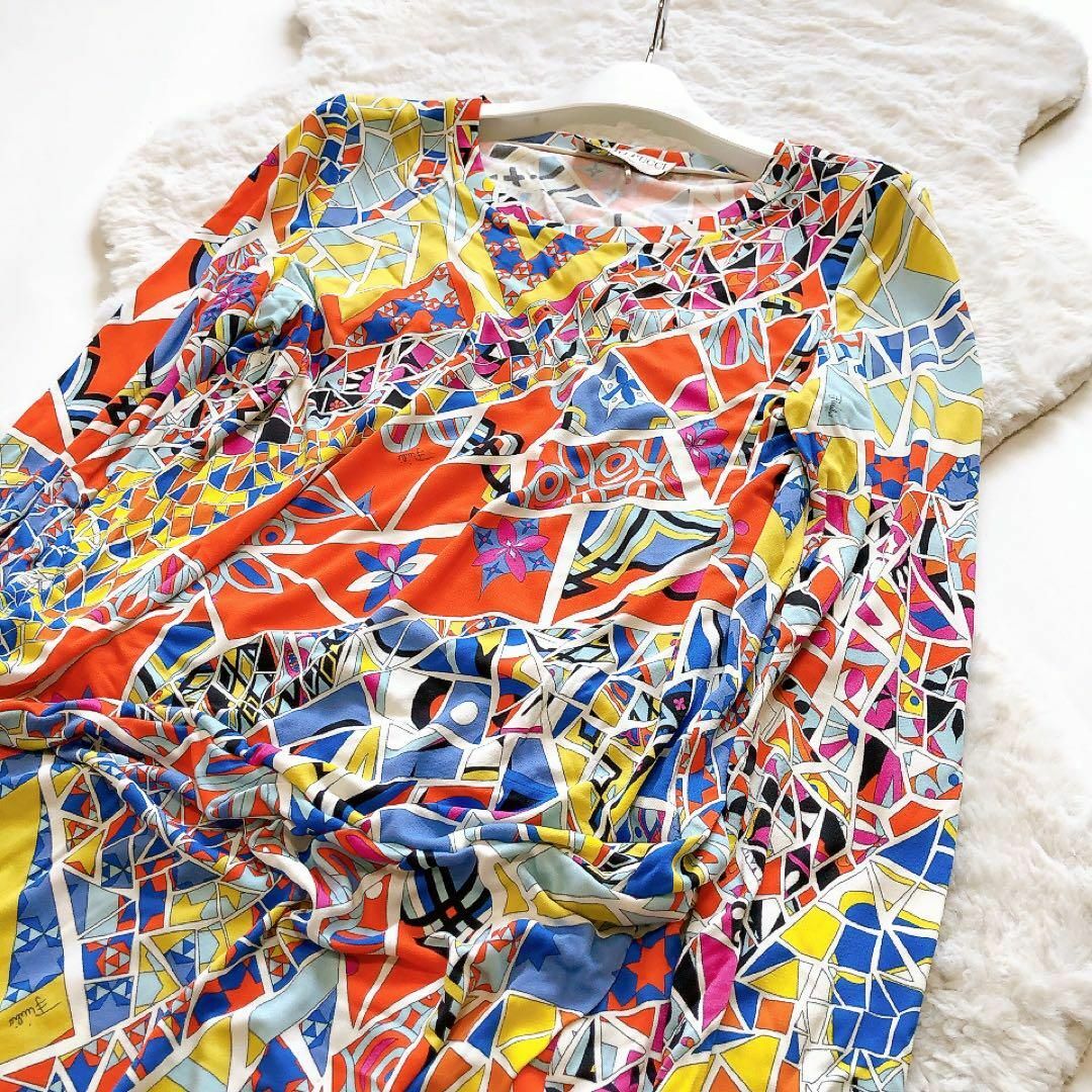 EMILIOPUCCI*エミリオプッチ 総柄ワンピース ロング 大きいサイズ42 EMILIOPUCCI*エミリオプッチ 総柄ワンピース ロング 大きいサイズ42
