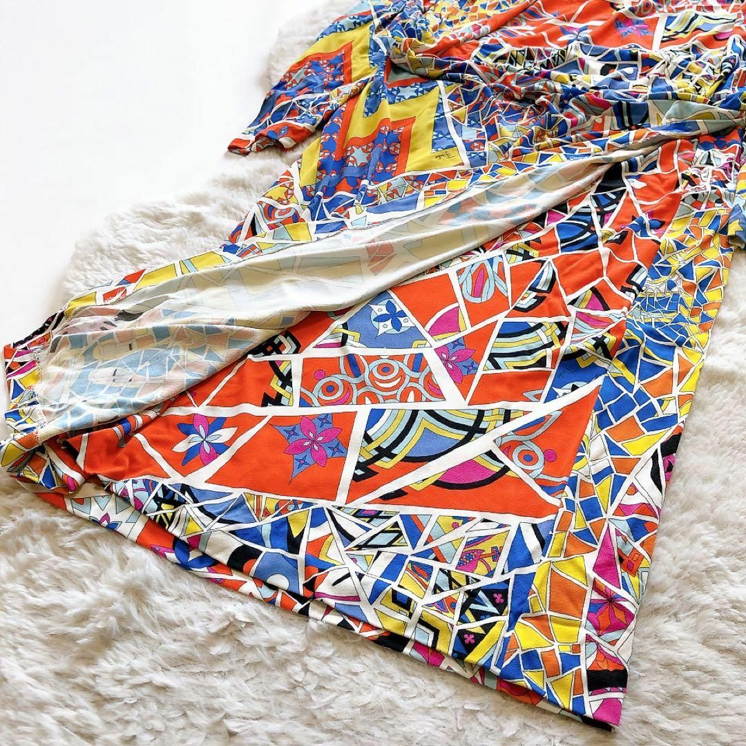 EMILIOPUCCI*エミリオプッチ 総柄ワンピース ロング 大きいサイズ42 EMILIOPUCCI*エミリオプッチ 総柄ワンピース ロング 大きいサイズ42