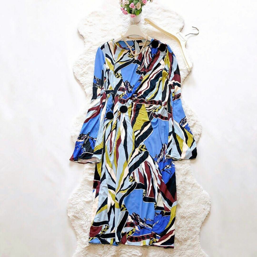 EmilioPucci*エミリオプッチ 総柄ワンピース シルク ロング EmilioPucci*エミリオプッチ 総柄ワンピース シルク ロング