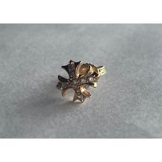 22k 9Pダイヤ クロス プラススタッドピアス 22金 パヴェダイヤ(ピアス(片耳用))