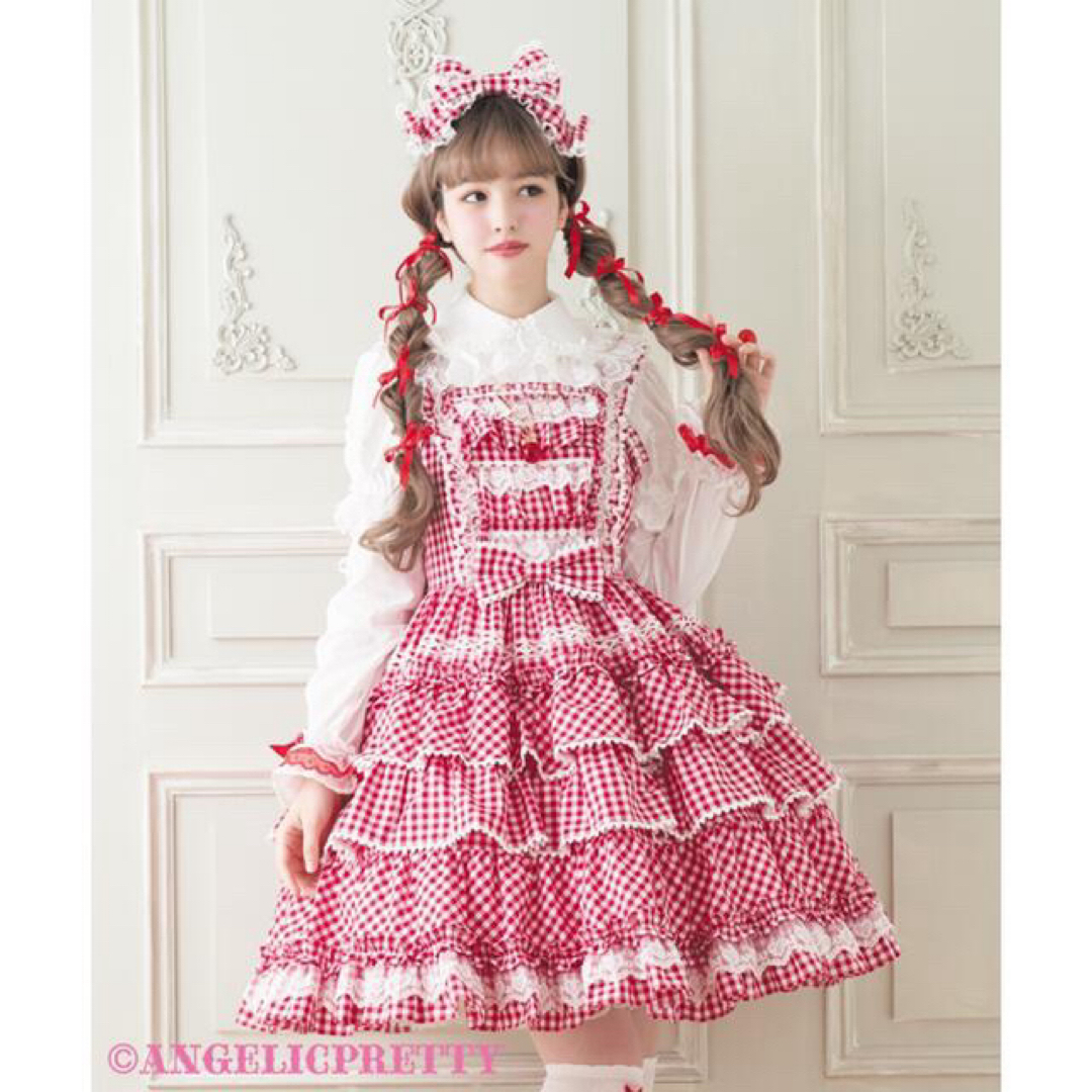 Angelic Pretty - Prettyフリルジャンパースカート 黒 ギンガム Angelic Pretty - Prettyフリルジャンパースカート 黒 ギンガム