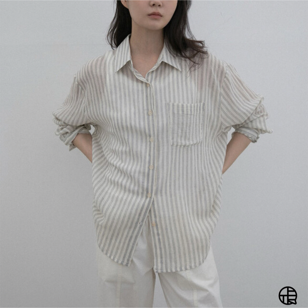 OHOTORO - OHOTORO Shima Sheer Shirtの通販 by Saki's shop OHOTORO - OHOTORO Shima Sheer Shirtの通販 by Saki's shop