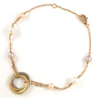 カルティエ(Cartier)のカルティエ Cartier ブレスレット トリニティ スリーカラー パール 4.0-5.0mm珠 K18PG K18WG K18YG 【中古】(ブレスレット/バングル)