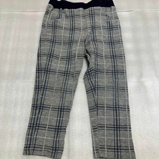 男の子 100 春 秋 グレー チェック 長ズボン 薄手 使用感あり(パンツ/スパッツ)