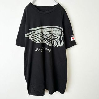 ビンテージ　古着　アメリカンレッドクロス　企業プリント　メンズ　半袖Tシャツ　黒(Tシャツ/カットソー(半袖/袖なし))