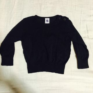 プチバトー(PETIT BATEAU)のプチバトー綿麻サマーニット74cm紺色(ニット/セーター)