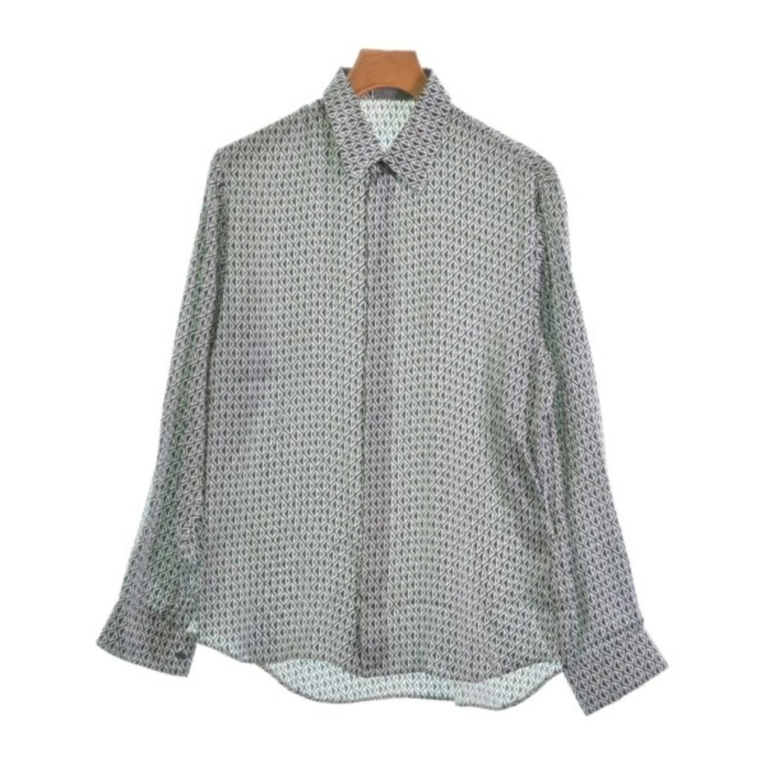 Dior Homme カジュアルシャツ 40(L位) 青緑系x白(総柄) 【古着 Dior Homme カジュアルシャツ 40(L位) 青緑系x白(総柄) 【古着
