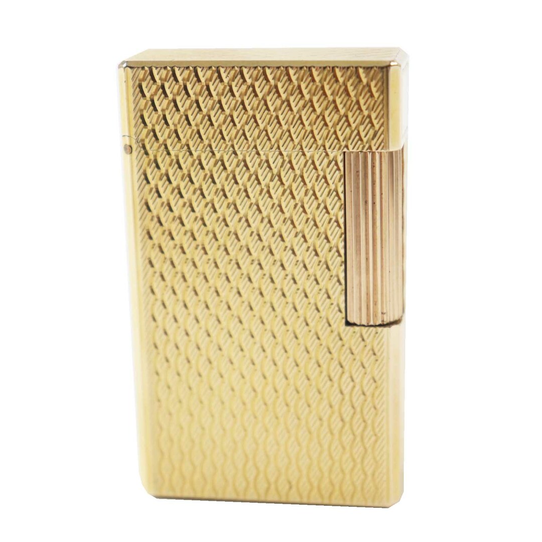 DUPONT - 外装美品◎Dupont デュポン ライン1 ロング ローラー式 スクエア型 ウェーブ柄 ガスライター ゴールド フランス製 メンズ 着火不可
