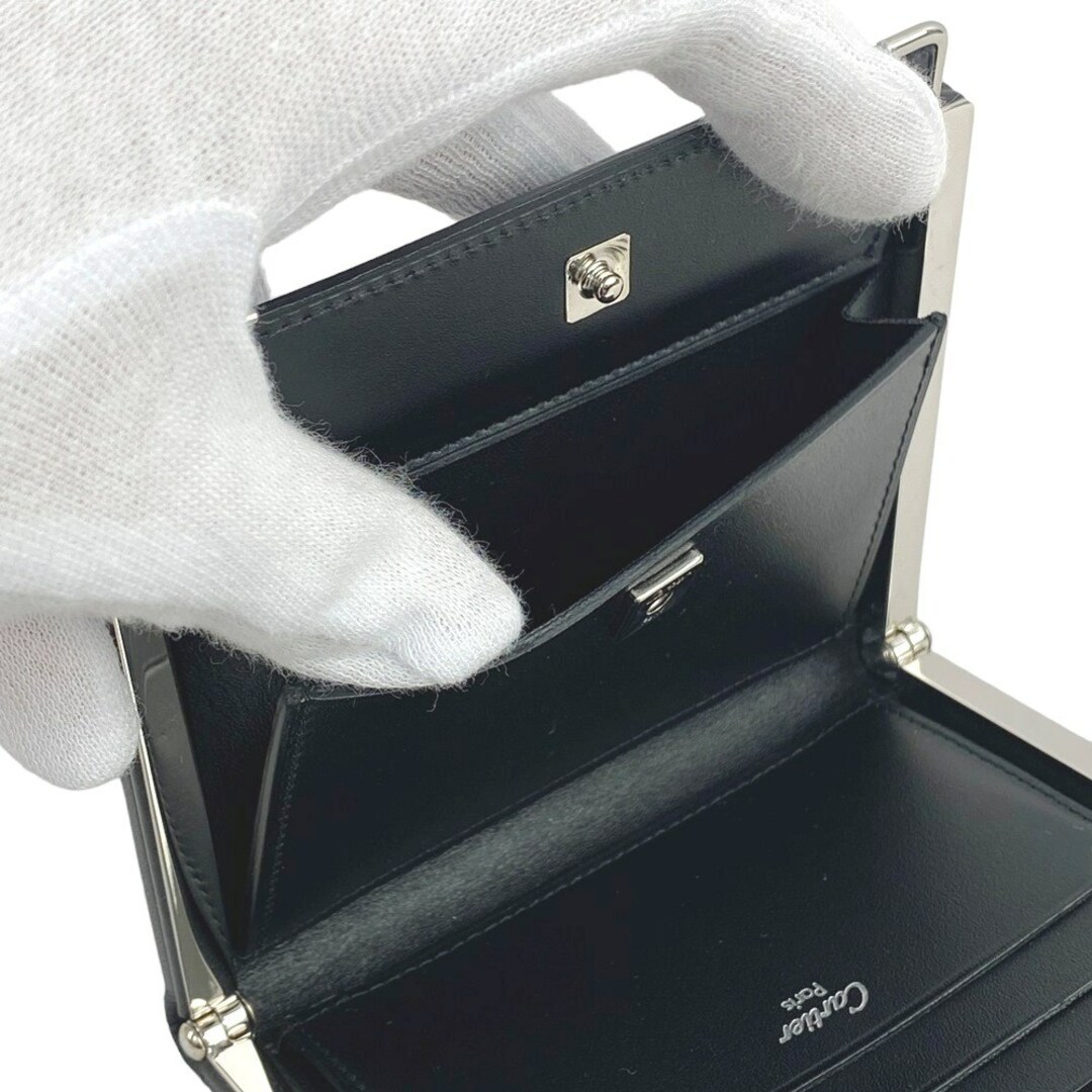 希少】カルティエ 2つ折り財布 がま口 レザー 黒 ブラック - 小物 希少】カルティエ 2つ折り財布 がま口 レザー 黒 ブラック - 小物