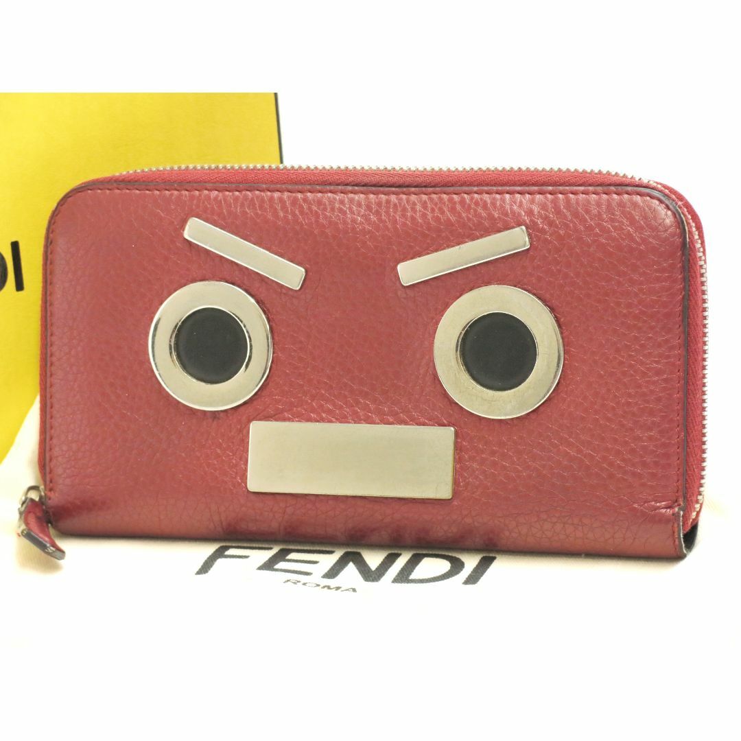 FENDI - フェンディ モンスター ラウンドファスナー 長財布 赤 FENDI - フェンディ モンスター ラウンドファスナー 長財布 赤
