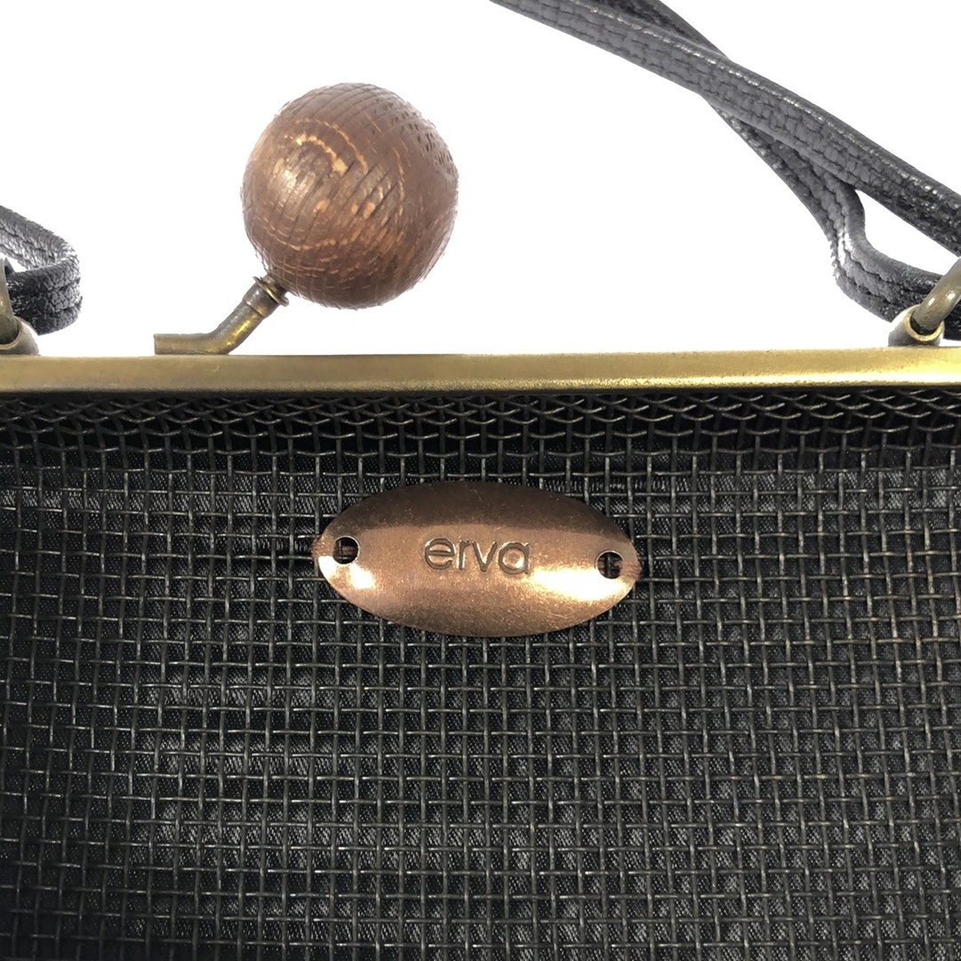 ERBA - erva エルバ がま口レザーハンドバッグ ブラックの通販 ERBA - erva エルバ がま口レザーハンドバッグ ブラックの通販