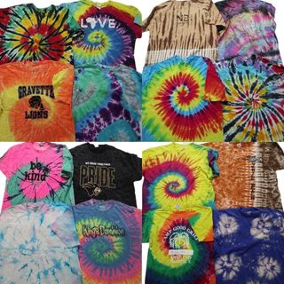 古着卸 まとめ売り タイダイ柄・迷彩柄 半袖Tシャツ 16枚セット (メンズ XL /2XL ) 絞り染め 英文字プリント レインボー ブラック MU5158(その他)