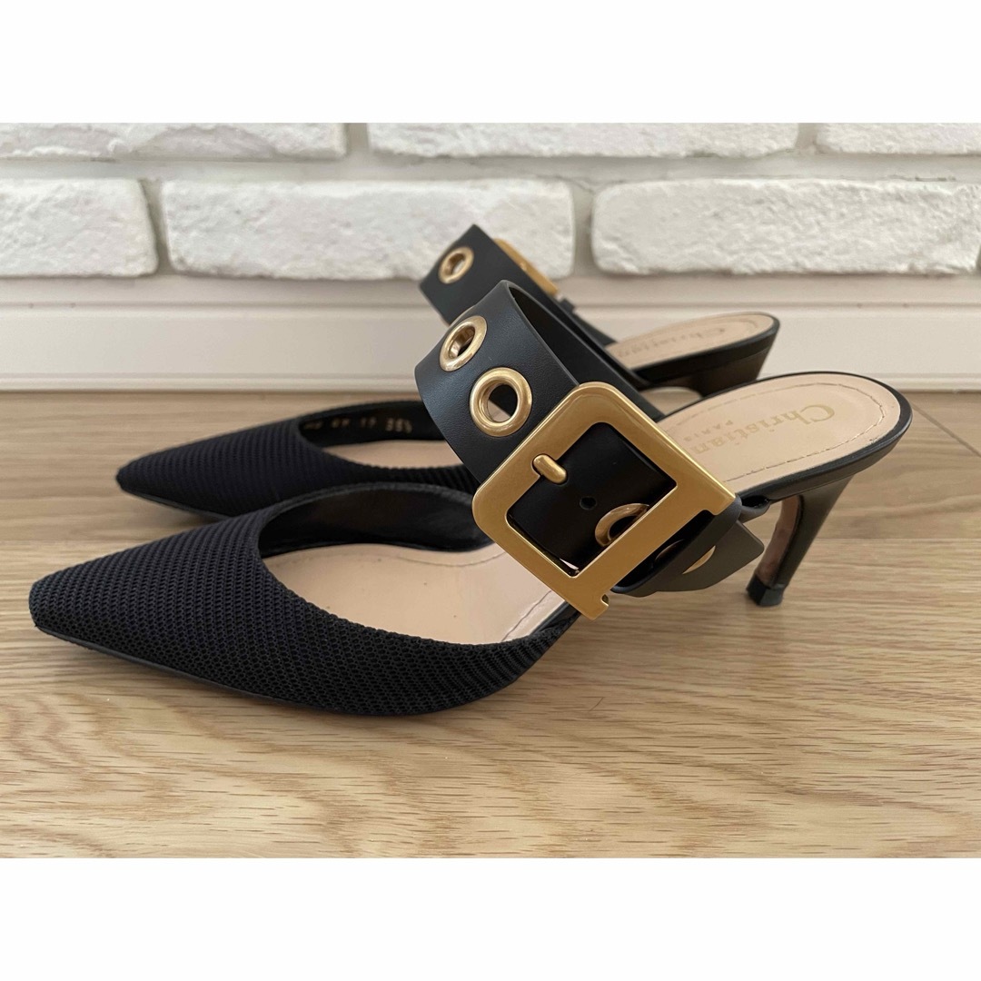 Dior - Dior ディオール ミュール パンプス 35.5 ブラックの通販 Dior - Dior ディオール ミュール パンプス 35.5 ブラックの通販