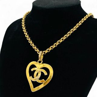 シャネル(CHANEL)の正規品 CHANEL シャネル ココマーク ハート ネックレス 95P ゴールド(ネックレス)