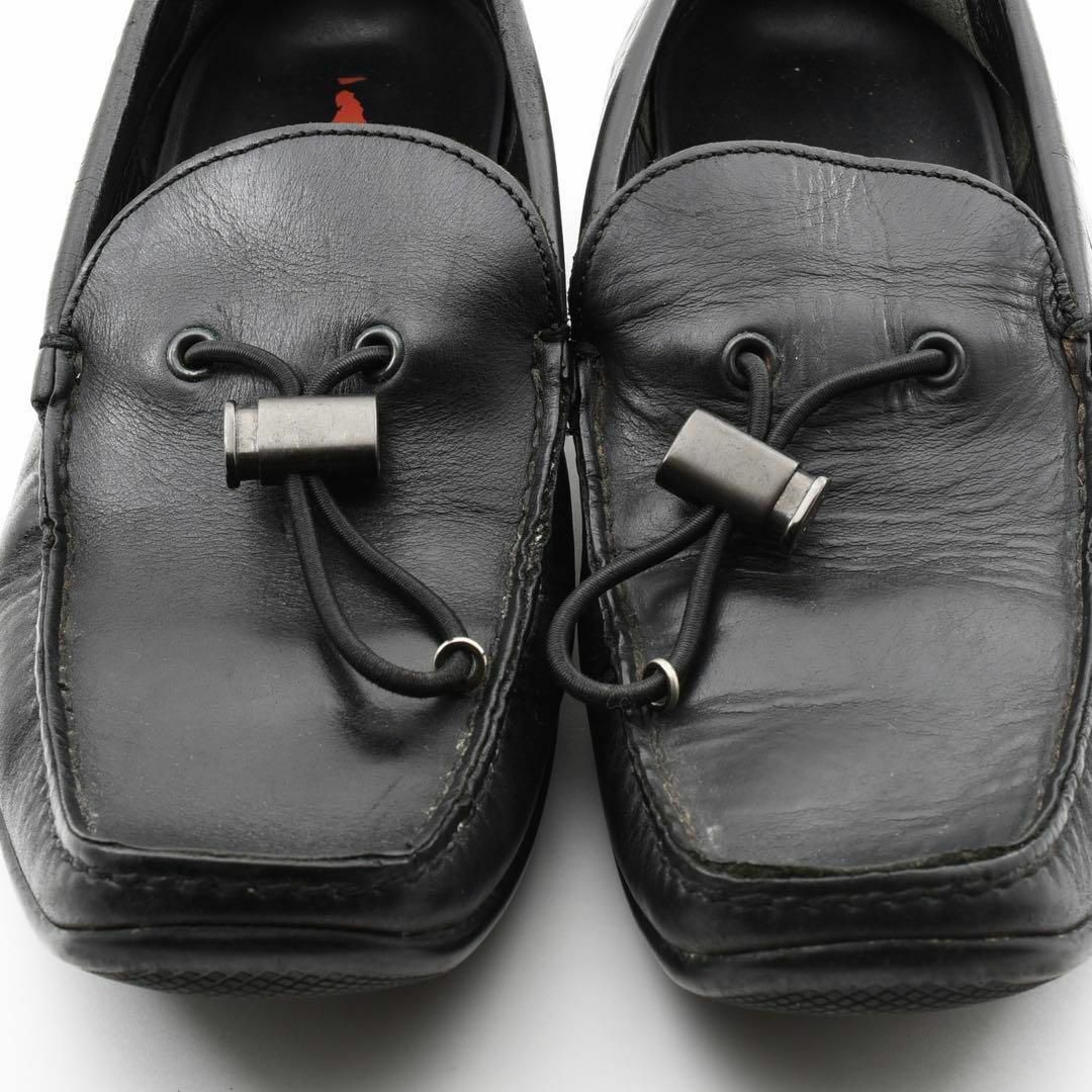 PRADA - プラダスポーツ レザーシューズ ローファー 黒 絞り紐 PRADA - プラダスポーツ レザーシューズ ローファー 黒 絞り紐