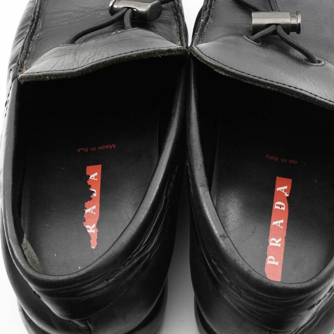 PRADA - プラダスポーツ レザーシューズ ローファー 黒 絞り紐 PRADA - プラダスポーツ レザーシューズ ローファー 黒 絞り紐