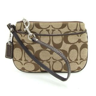 コーチ(COACH)の コーチ ポーチ シグネチャー ベージュ ブラウン レザー(ポーチ)