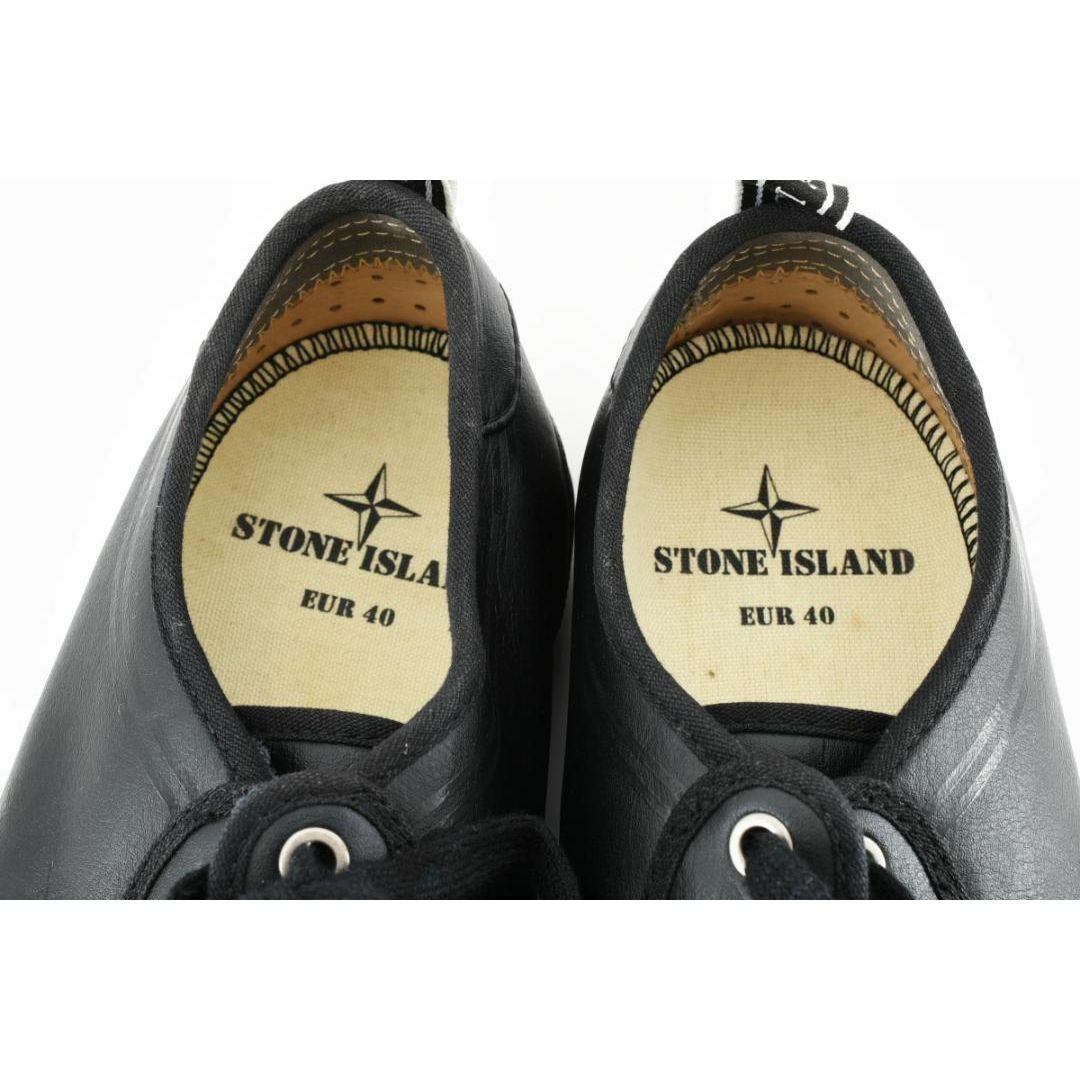STONE ISLAND - ストーンアイランド レザースニーカー 黒 STONE ISLAND - ストーンアイランド レザースニーカー 黒