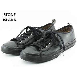 STONE ISLAND - ストーンアイランド レザースニーカー 黒 STONE ISLAND - ストーンアイランド レザースニーカー 黒