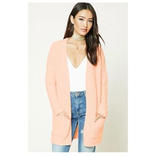 フォーエバートゥエンティーワン(FOREVER 21)のFOREVER21   リブニットカーディガン  Lサイズ(カーディガン)