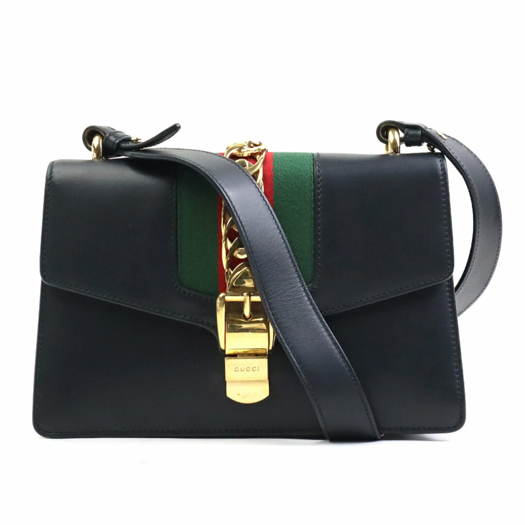 GUCCI - グッチ GUCCI 2Wayバッグ ショルダーバッグ シルヴィ レザー ブラック ゴールド レディース 421882 送料無料【中古】 e58960a