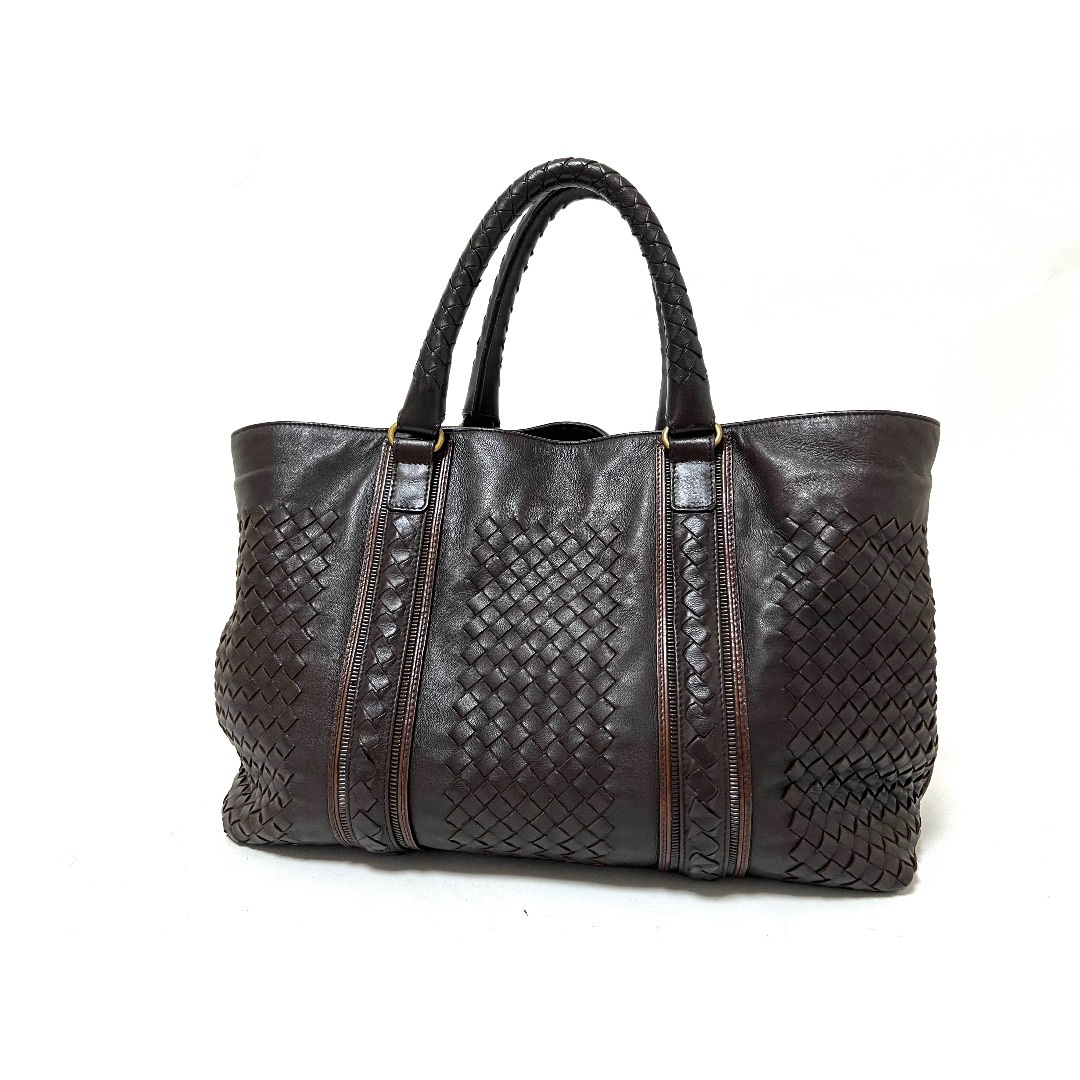 BOTTEGA VENETA - BOTTEGA VENETA ボッテガ ヴェネタ イントレチャート トートバッグ レザー ダークブラウン 161761