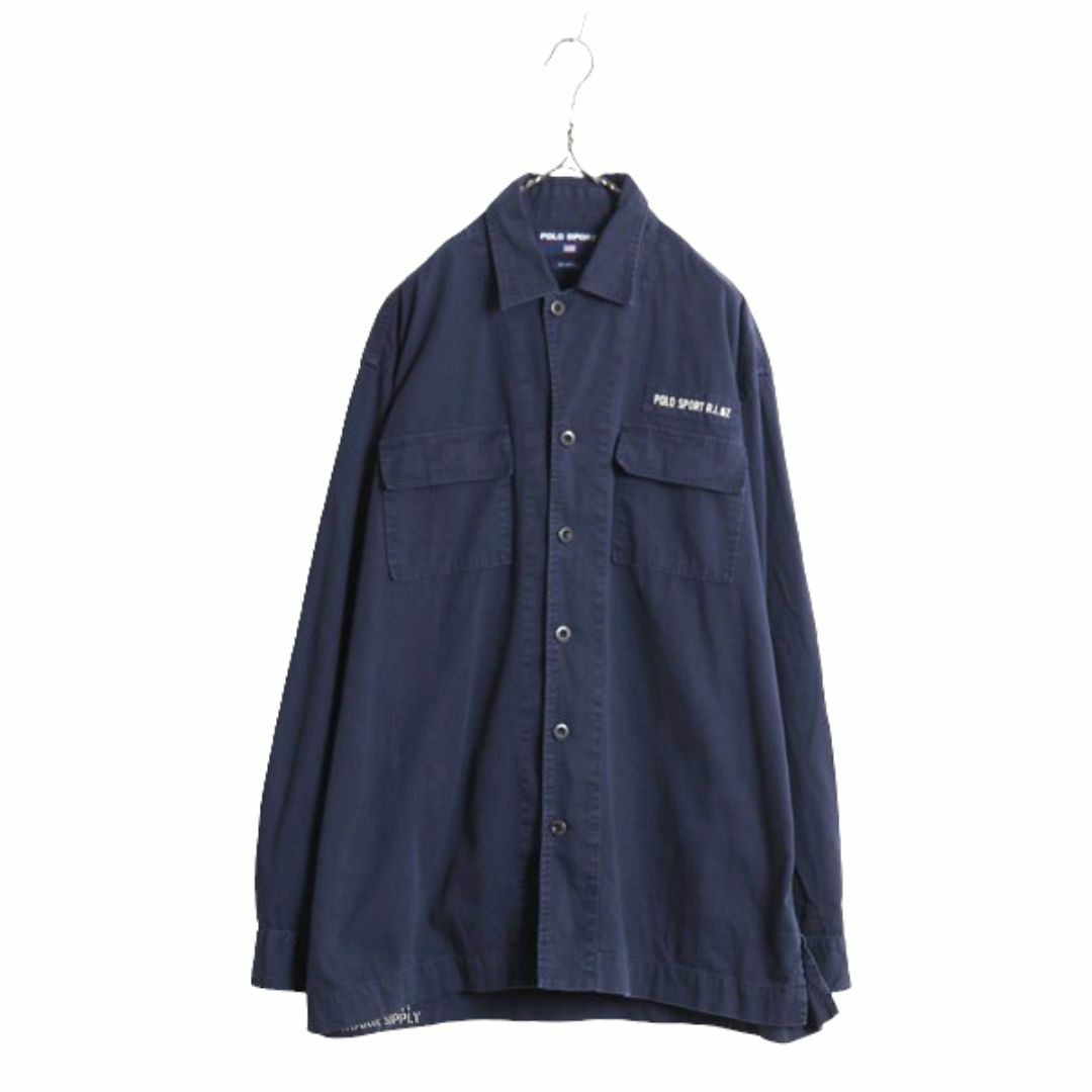 90s POLO SPORTS ブラック デニムシャツ 古着 ポロスポ 咲かせ 刺繍 90s POLO SPORTS ブラック デニムシャツ 古着 ポロスポ 咲かせ 刺繍