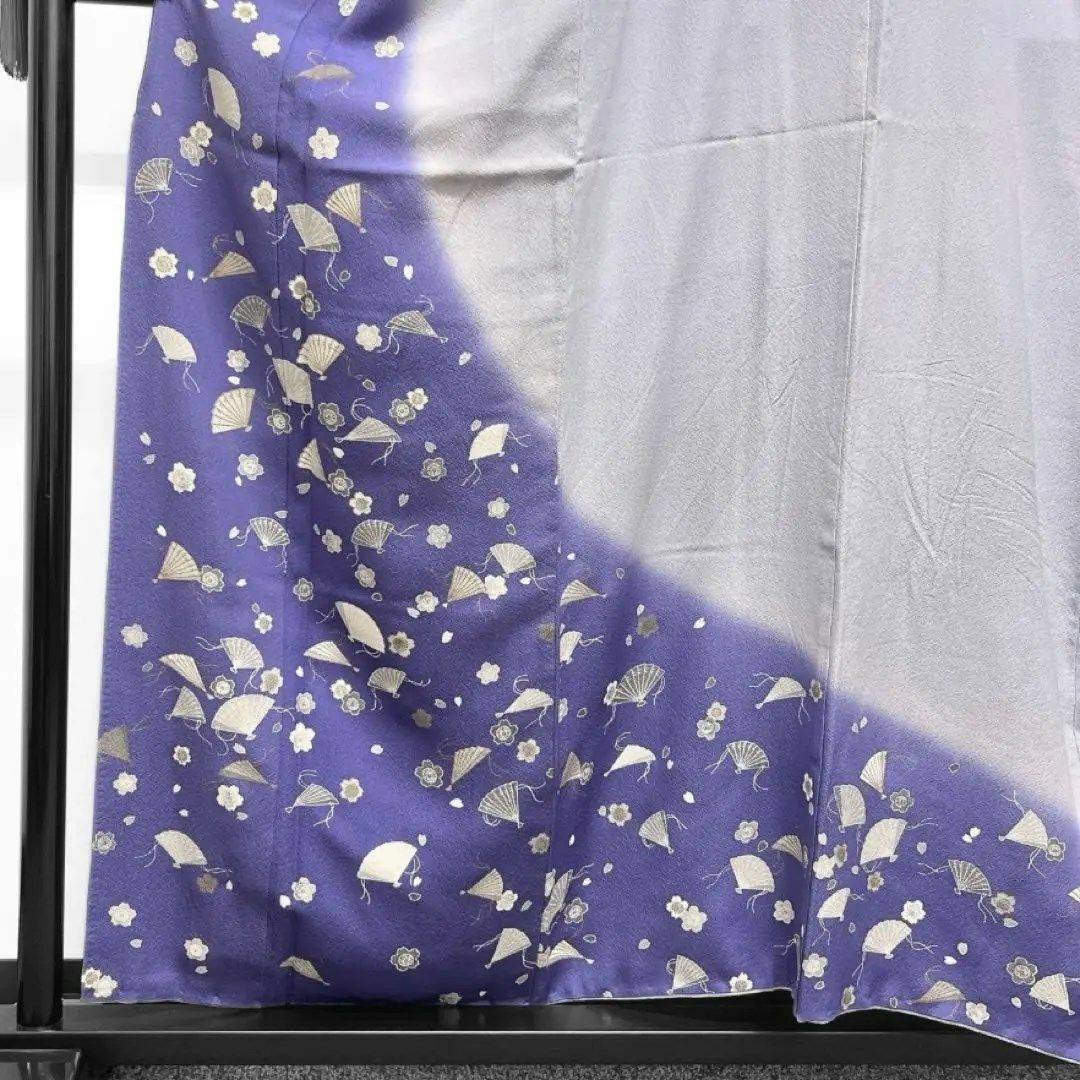 中村乃武夫 訪問着 扇 桜 花びら ブルー系 着物 062w dの通販 by 中村乃武夫 訪問着 扇 桜 花びら ブルー系 着物 062w dの通販 by