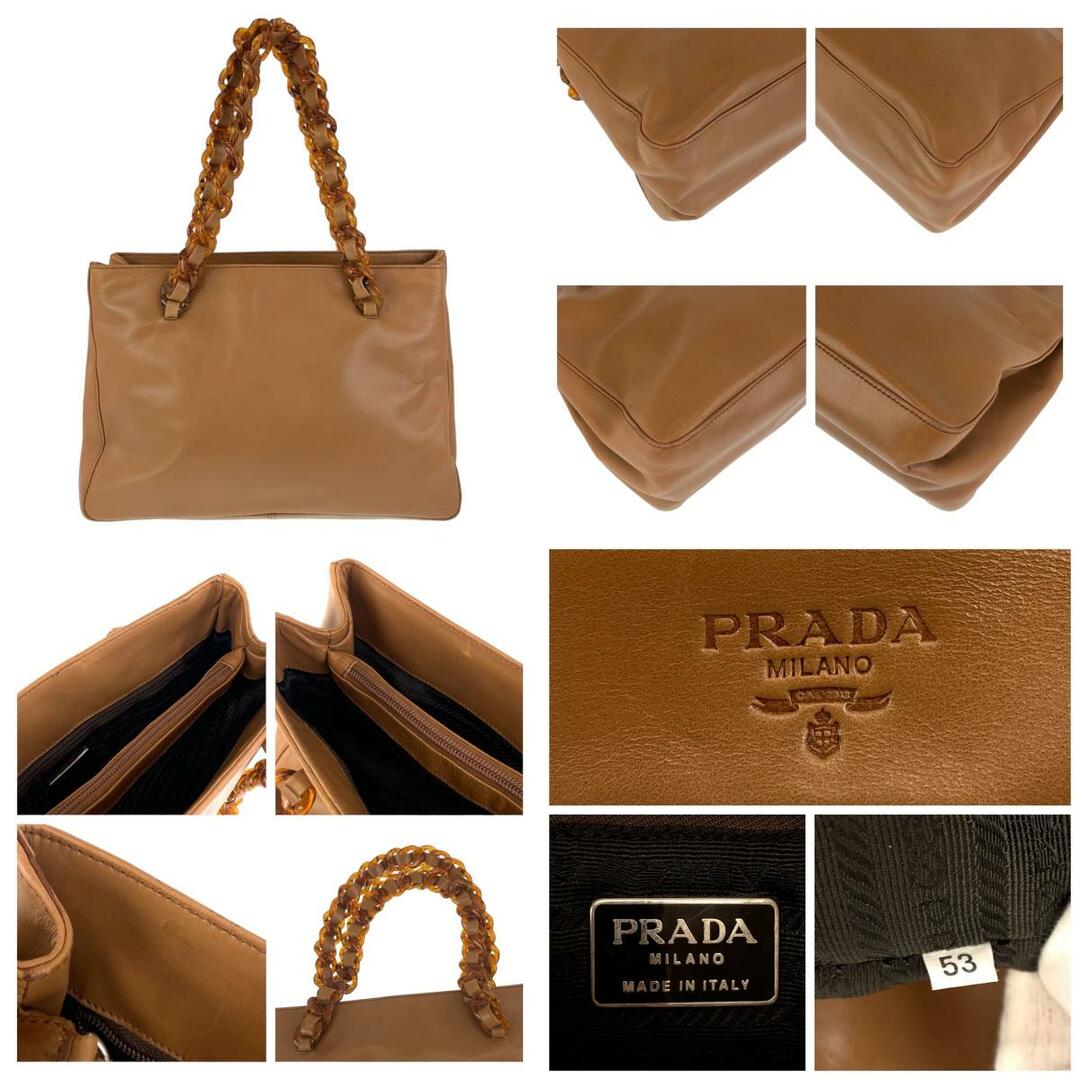 PRADA プラダ プラチェーン ブラウン シルバー金具 レザー PRADA プラダ プラチェーン ブラウン シルバー金具 レザー