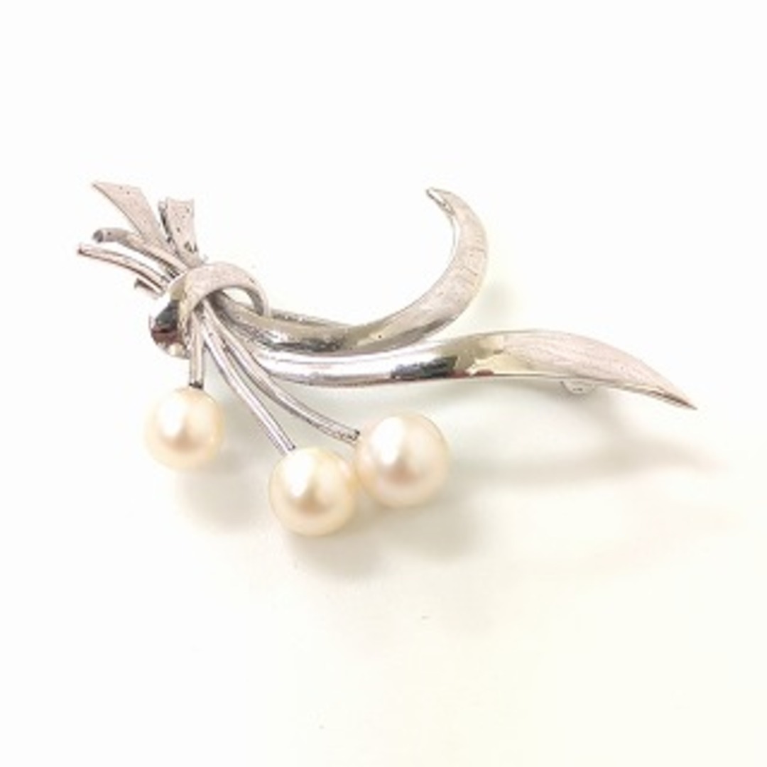 ミキモト あこや 3粒 パール シルバー ブローチ Mikimoto ミキモト あこや 3粒 パール シルバー ブローチ Mikimoto