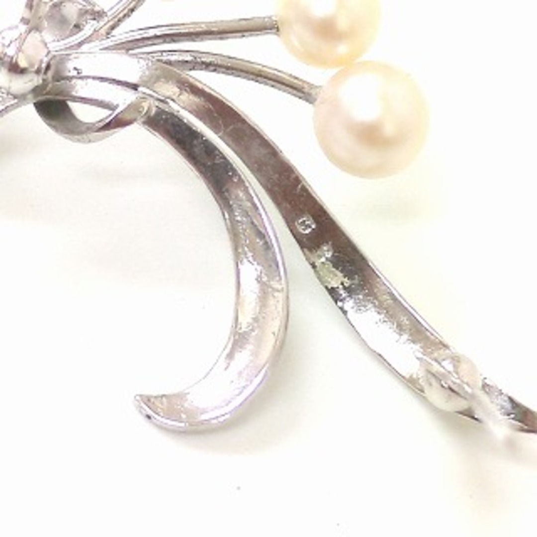 ミキモト あこや 3粒 パール シルバー ブローチ Mikimoto ミキモト あこや 3粒 パール シルバー ブローチ Mikimoto