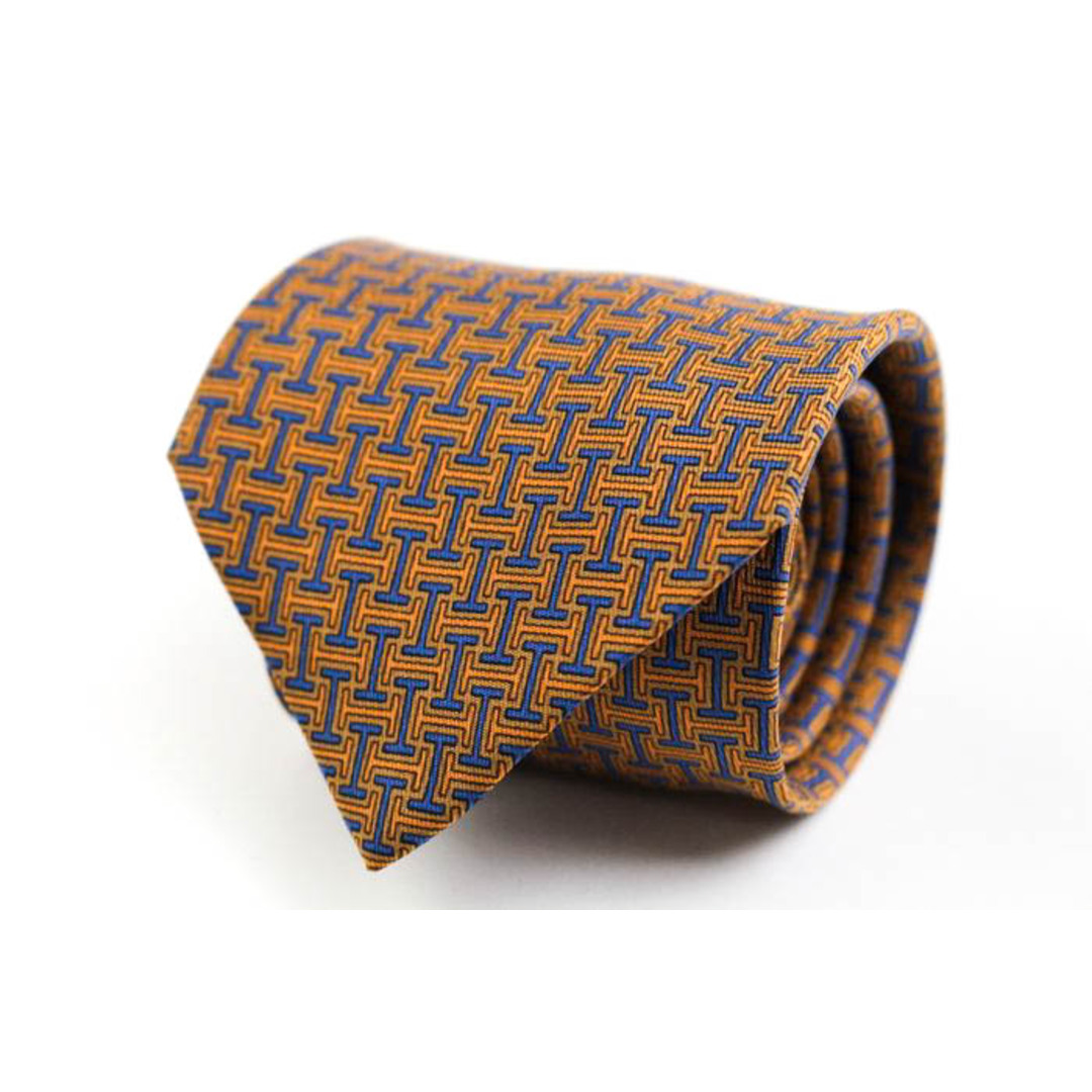 HERMES エルメス シルク ネクタイ 総柄 H柄 ブラウン系 c37 HERMES エルメス シルク ネクタイ 総柄 H柄 ブラウン系 c37