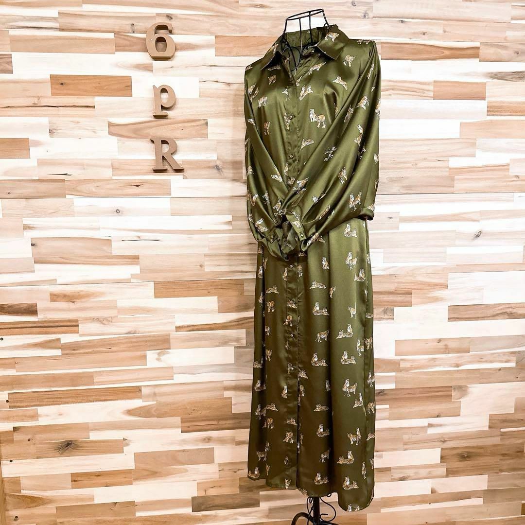 ZARA - 【ザラ】サテン アニマル 虎タイガー ロング シャツ ZARA - 【ザラ】サテン アニマル 虎タイガー ロング シャツ