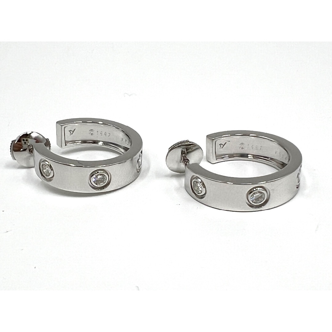 Cartier - Cartier カルティエ  ラブピアス ピアス フルダイヤ 6Pダイヤフープピアス 750 K18 ホワイトゴールド ポリッシュ済み 修理証明書 超美品