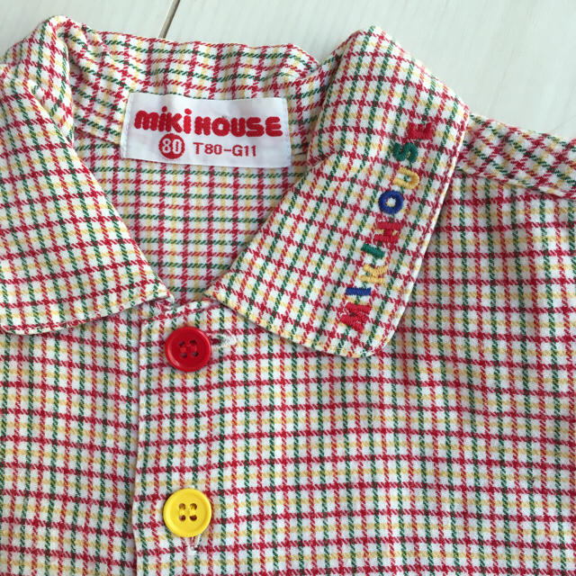 mikihouse(ミキハウス)の［ミキハウス］サイズ80 くまさんのチェックシャツ キッズ/ベビー/マタニティのベビー服(~85cm)(シャツ/カットソー)の商品写真