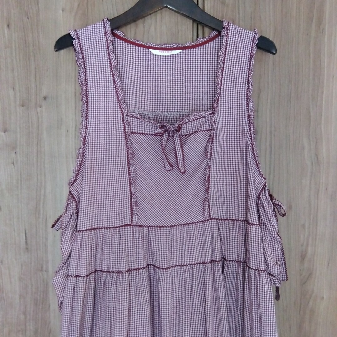 ピンクハウス PINK HOUSE エプロンドレス ギンガムチェック 美品 ピンクハウス PINK HOUSE エプロンドレス ギンガムチェック 美品