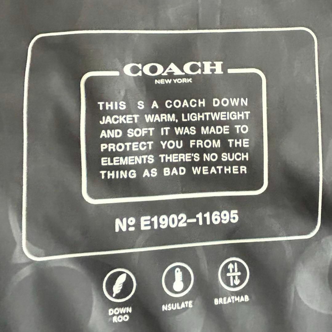 COACH - COACH コーチ ラムファー ダウンコート 黒 ロゴ COACH - COACH コーチ ラムファー ダウンコート 黒 ロゴ
