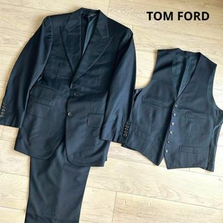 TOM FORD - トムフォード スリーピース セットアップスーツ 黒 TOM FORD - トムフォード スリーピース セットアップスーツ 黒